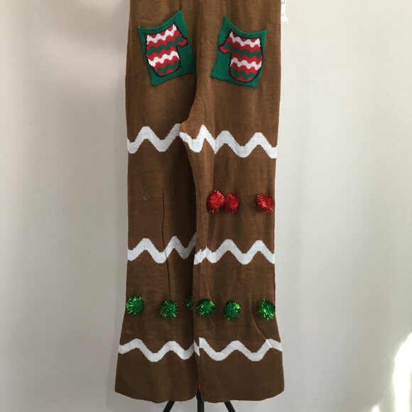 NWT EYESHADOW Gingerbread Woman Cookie Peppermint Mitten Christmas Knit Overalls - Picture 9 of 16